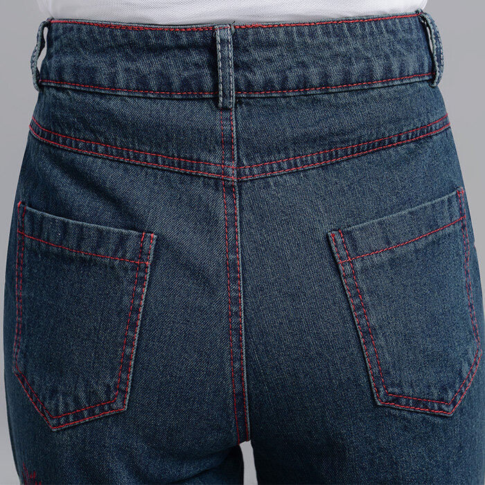 Pantalones vaqueros holgados de pierna ancha y bordados, Jeans gruesos de talla grande 26-34, nueva moda, otoño e invierno, envío gratis, 2021