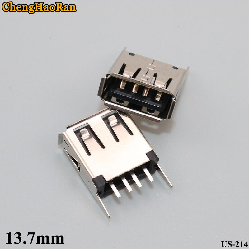 ChengHaoRan 1pcs USB 2.0 female AF A type 180 degree USB socket right angle female socket vertical straight socket