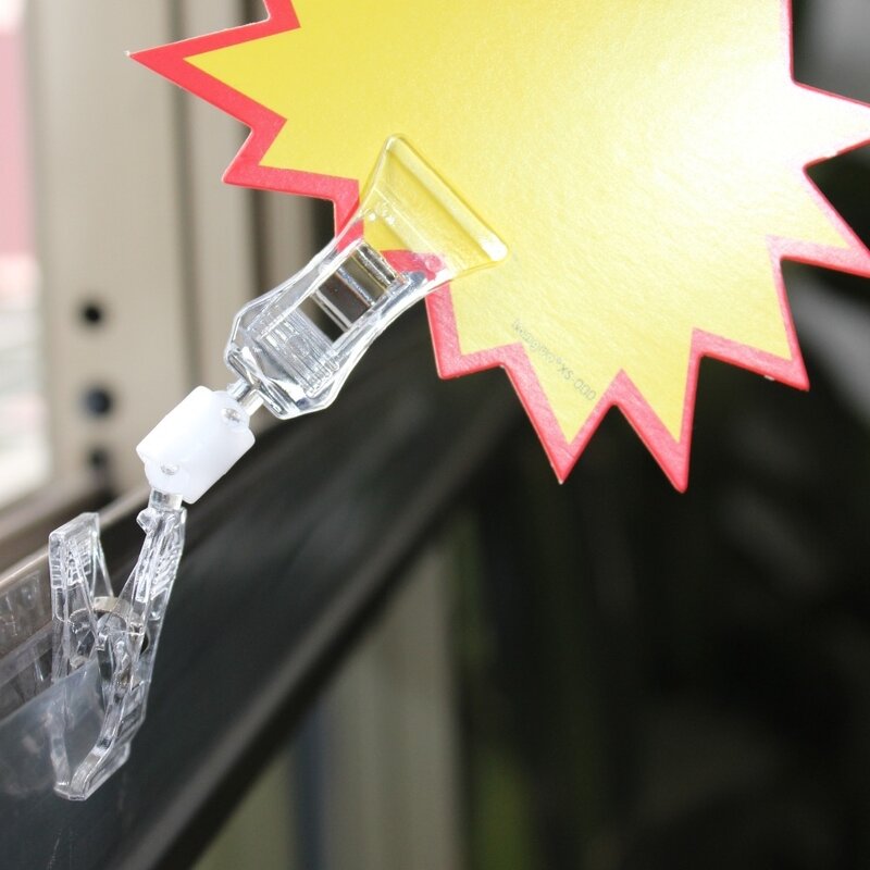 透明なプラスチック製のサインペーパーメモカードホルダー価格タグディスプレイポップスイベルダブルプロモーションクリップ