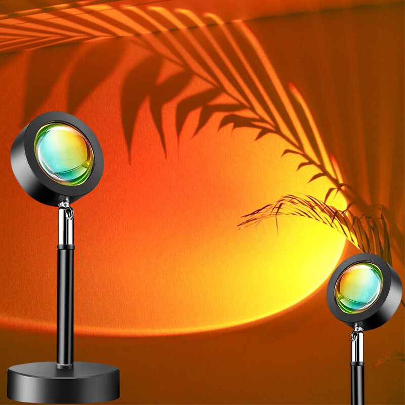 Lámpara de proyección de puesta de sol, luz Led de Ambiente, lámpara de Halo de arcoíris para dormitorio, transmisión en vivo, control remoto, USB