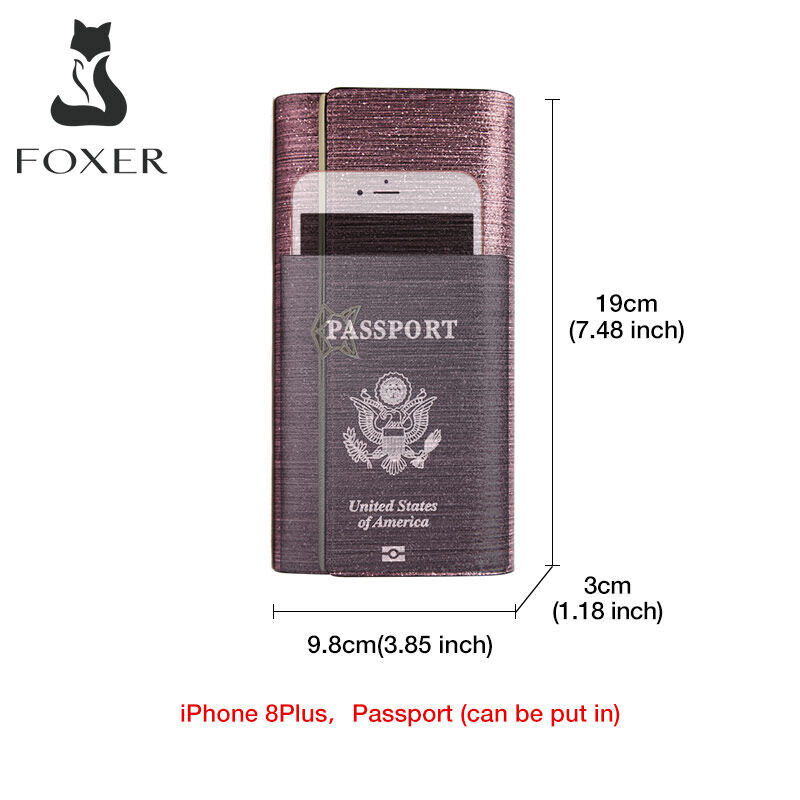 Foxer-Split carteira longa de couro para mulheres, bolsas de embreagem femininas para noite, titular de cartão de crédito de luxo, bolsa Lady Trifold