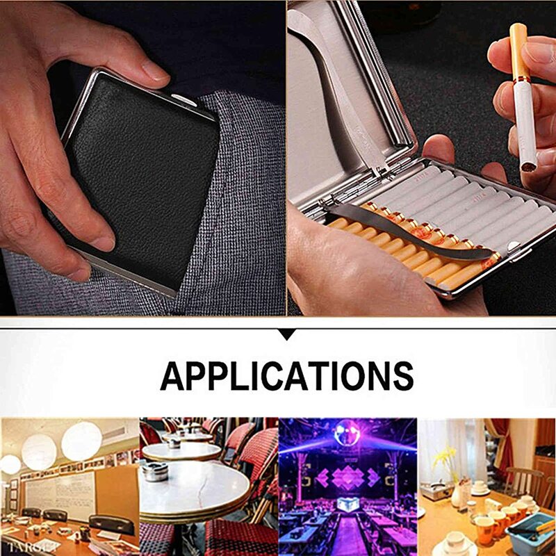 Gift for Men's ，Leather Cigarette Box 20 Sticks cigar Case Metal Leather Smoking Accessories Cigarette lady Storage Cover hold