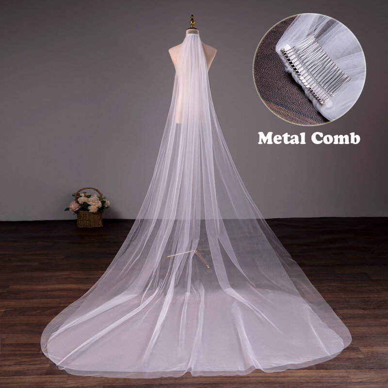 Two Layers Wedding Veil Bride Veil White 3 Meter 5 Meter Long Veu De Novia Brief Veil for Bride with Comb Church Veils
