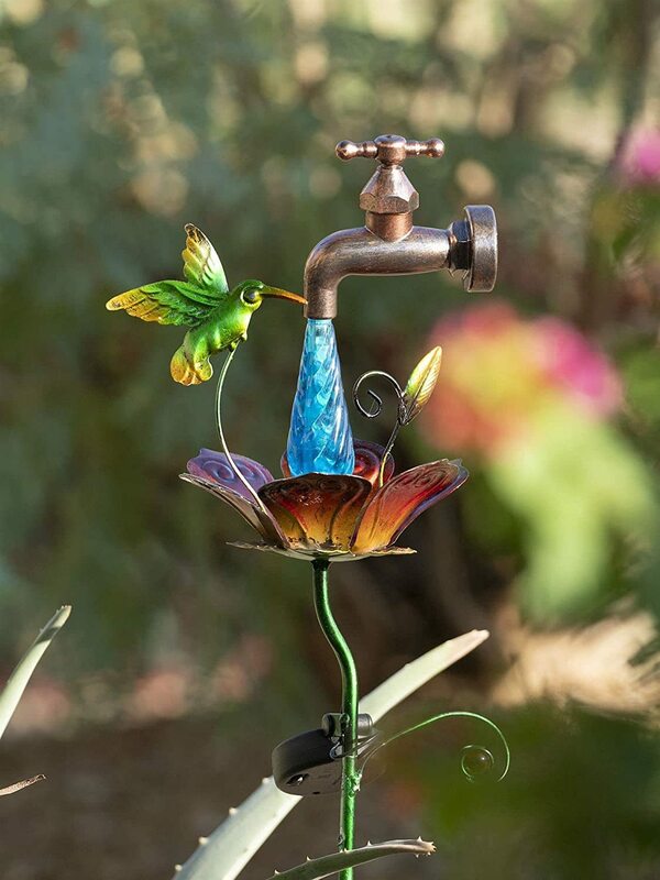 Metal hummingbird estatueta artificial pássaro quintal fada jardim ornamento decoração para casa amigos presente bonsai animal decoração