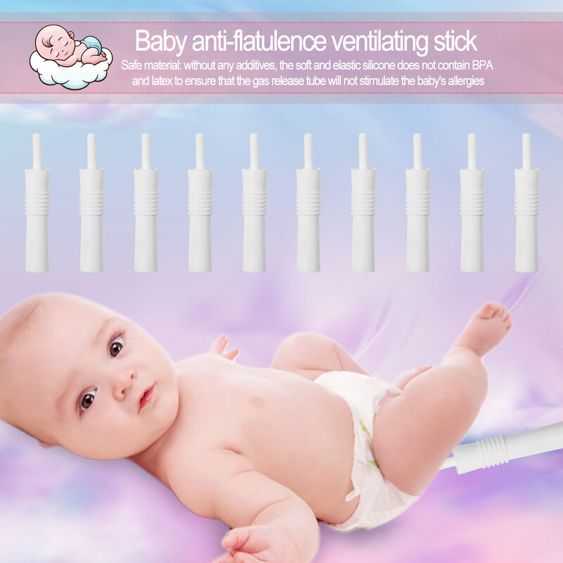 10pcs Food Grade TPR Soft Safety Anti Colic Tubes Gas Reliever For Baby Daily Health Care Accessories For Infant Newborn