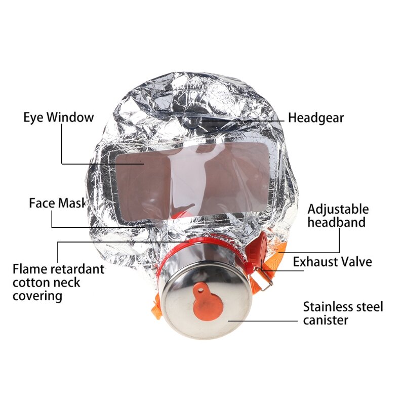 Máscara facial eacape para autoresgate, máscara protetora para gás, contra fumaça, 2021