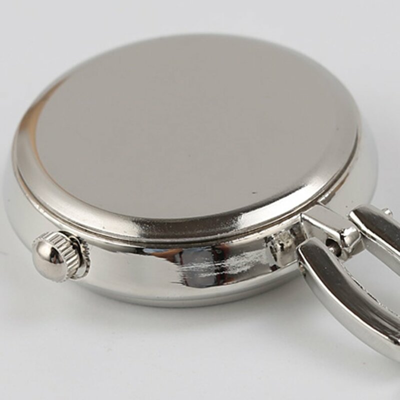 Reloj de enfermera de acero inoxidable antiguo en una cadena, reloj de bolsillo, broche plateado, reloj colgante analógico de cuarzo