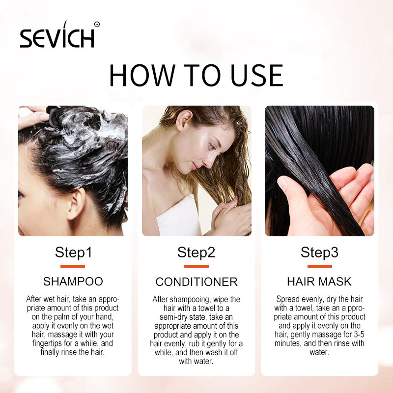 Sevich colagênio queratina kit 100ml freshing & hidratante shampoo cabelo cuidados com o cabelo 100ml reparação danos alisamento condicionador de cabelo