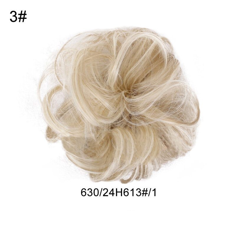Women Hair Bun Extension Wavy Curly Messy Wig Wedding Bride Chignon Hairpiece