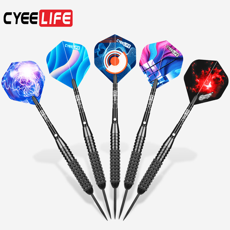 CyeeLife-dardos de punta de acero de 26 gramos con bolsa de dardos, vuelos Extra estándar y accesorio de plástico, juego de dardos Hourse, 3 paquetes