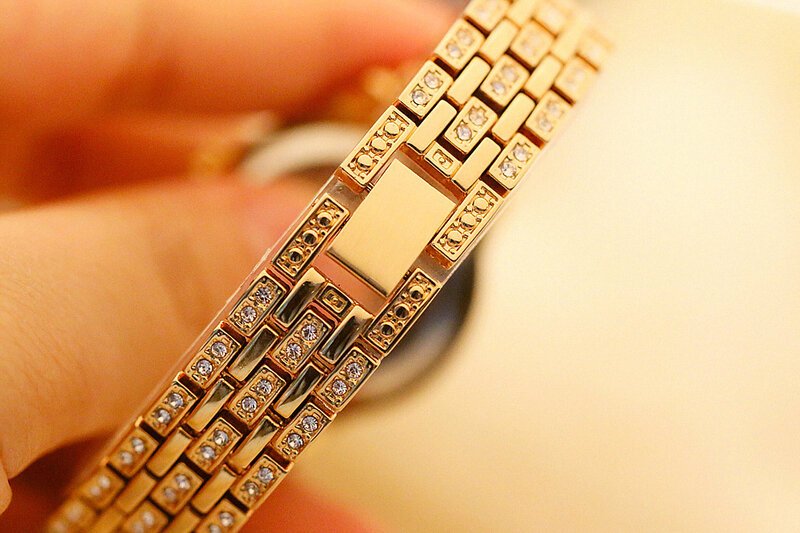 Luksusowy kryształ zegarek kobiety zegarek kwarcowy moda stalowy pasek do diamentowej kobiety sukienka zegarek Reloj Mujer panie zegarki