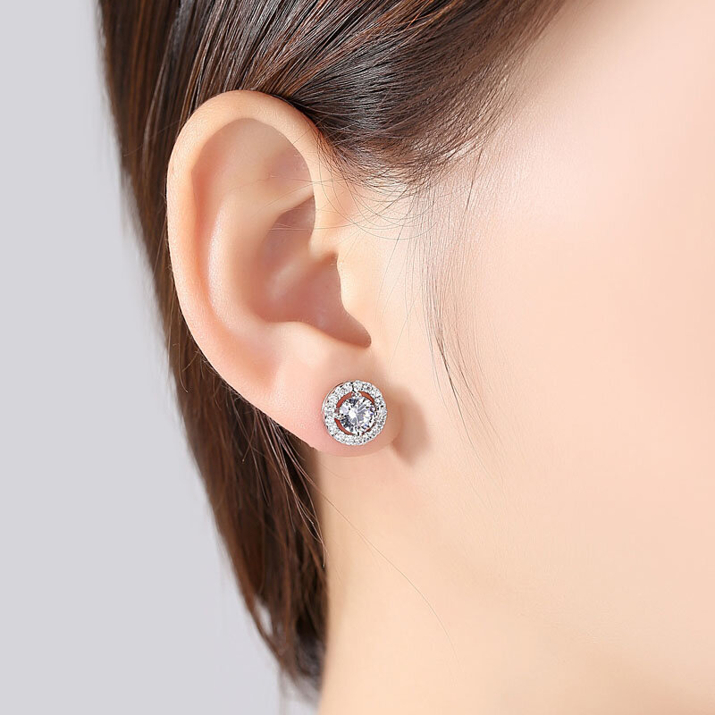 SLBRIDAL – boucles d'oreilles en zircone pour femmes, couleur argent brillant, à la mode, pour mariage, Grade AAA, CZ, bijoux pour filles, offre spéciale