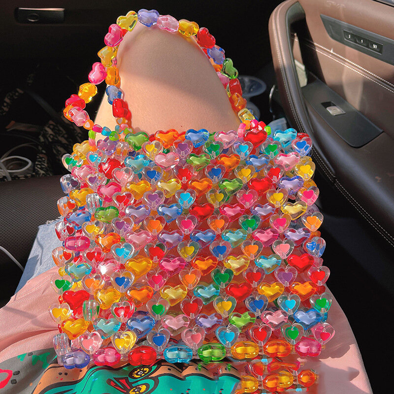 TOBO Summer New Jelly borsa trasparente Love Fairy borse a tracolla in rilievo intrecciate a mano per donna borse e borsette a forma di cuore