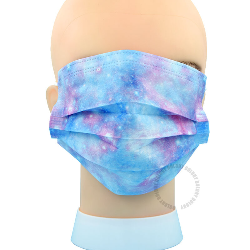 Fioletowy Fantasy gwiaździste niebo drukuj jednorazowe maski dla dorosłych gwiazdy Galaxy wzór Unisex anonimowe maski dla mężczyzn kobiet twarzy okładka