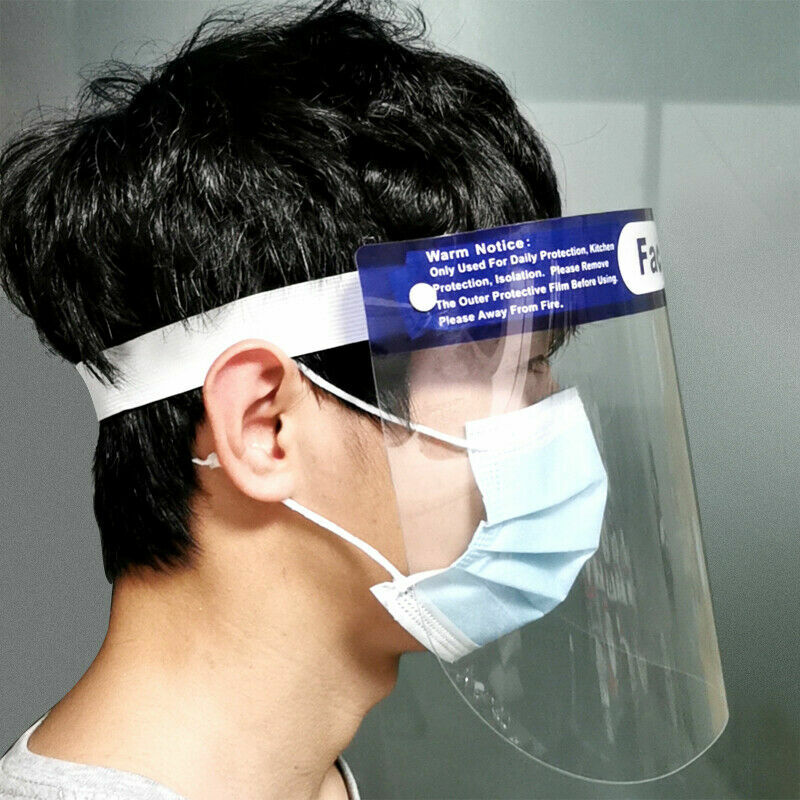 Tampa protetora facial transparente, máscara de segurança para isolamento do rosto, viseira, protetor de rosto