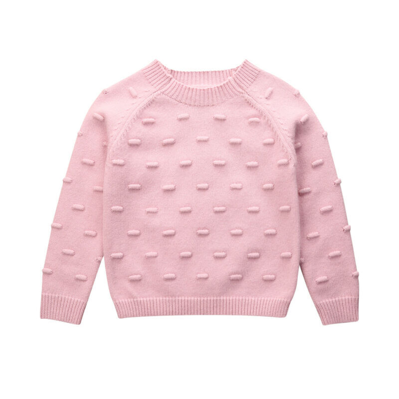 Трикотажный Хлопковый свитер для маленьких девочек, пуловер с круглым вырезом и длинными рукавами для детей 1-5 лет, повседневная одежда на о...
