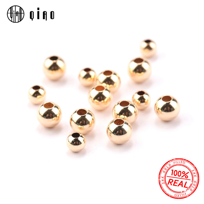 10 pçs 2-4mm 14k contas de ouro preenchidas de ouro 14k joias descobertas acessórios de joias redondas macias contas para pulseira & colar fazendo