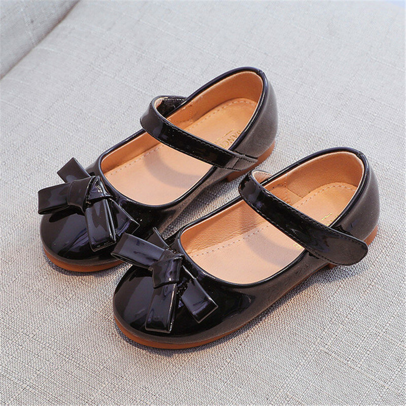 Zapatos de cuero para Niñas para niños sandalias de princesa vestido de la Escuela de moda arco verano niños zapatos planos blancos adecuados para fiesta de boda