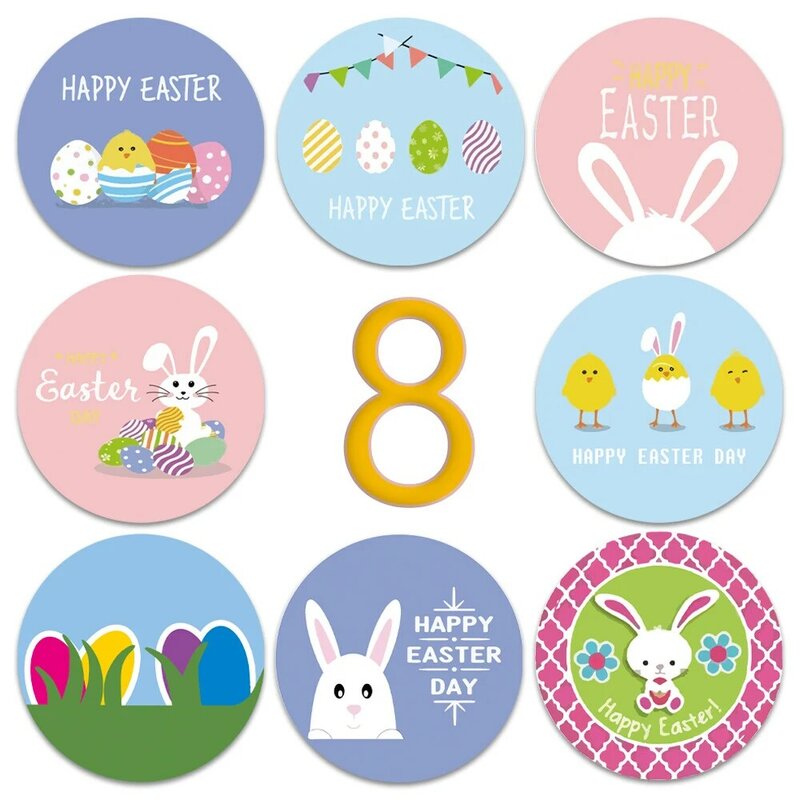 100-500 Stuks Happy Easter Stickers Leuke Konijn Zelfklevende Seal Label Sticker Voor Pasen Party Kids Gift Bag decor Tags Handgemaakte