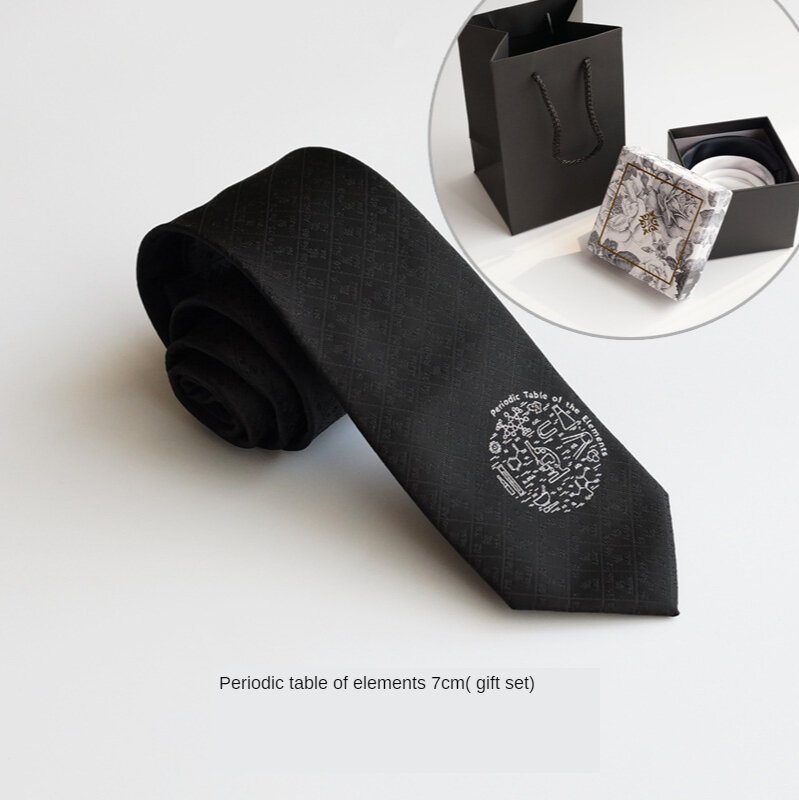Corbata bordada en negro para hombre y mujer, corbata creativa con tabla periódica de químicos, arte y letras geniales, regalos para parejas, estudiantes, nueva