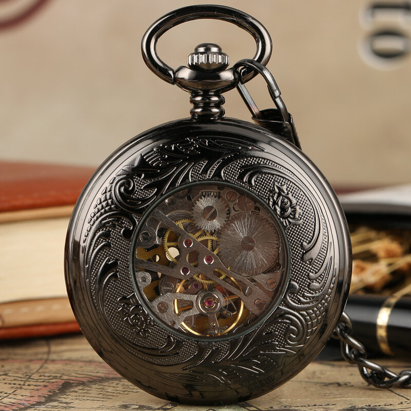 Orologio da tasca meccanico retrò orologio da polso classico scheletro vuoto a carica manuale orologio da uomo Steampunk pendente a catena orologi a catena Reloj De bolskirt