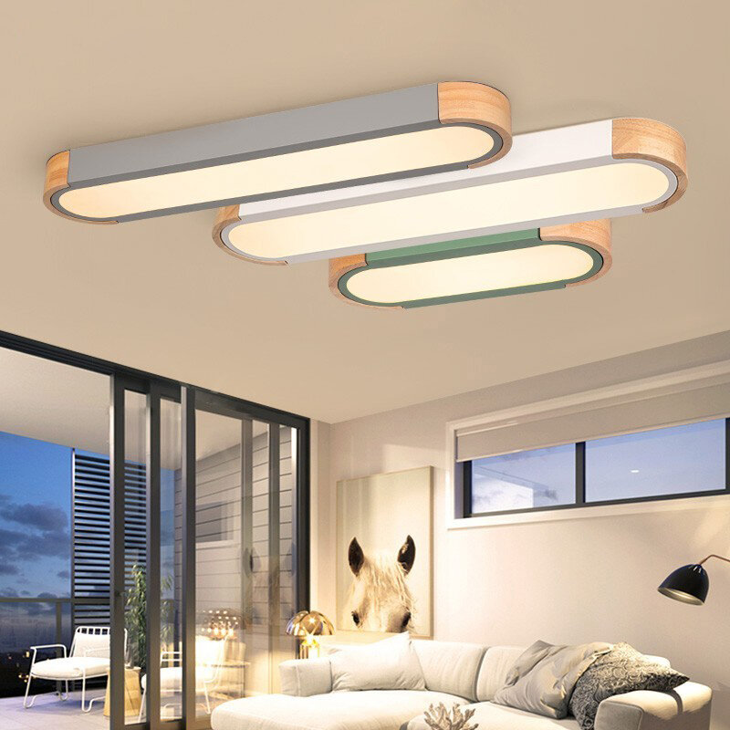 Новый минималистичный деревянный потолочный светильник из настоящей глины, лампы, акриловые панели для гостиной, спальни, освещение коридора