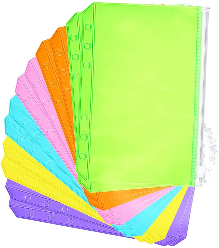 바인더 PVC 포켓 노트북 느슨한 잎 가방, 다채로운 구멍 지퍼 폴더 방수 파우치 문서 서류 가방