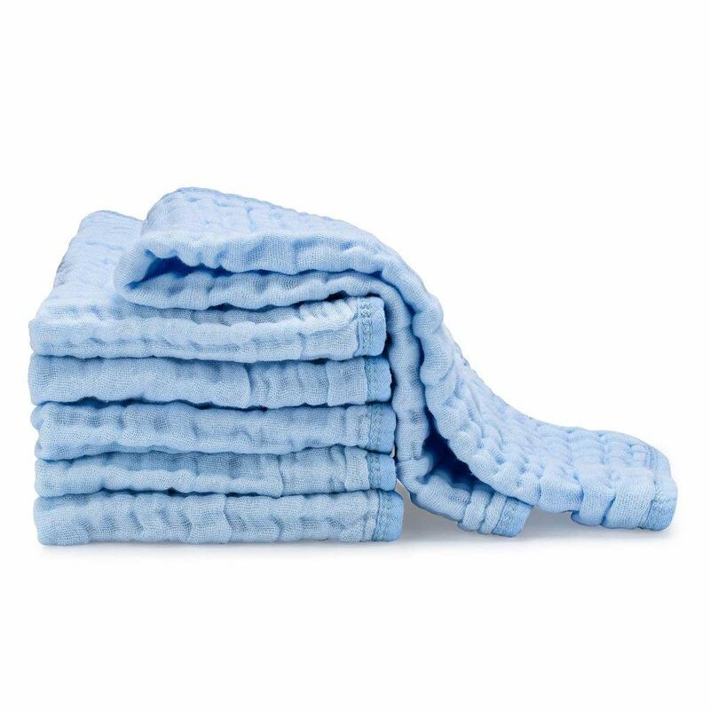 Muslin Burp ผ้า6แพ็ค100% ผ้าฝ้าย Washcloths 6ชั้นพิเศษดูดซับและนุ่ม (สีฟ้า,pack Of 6)