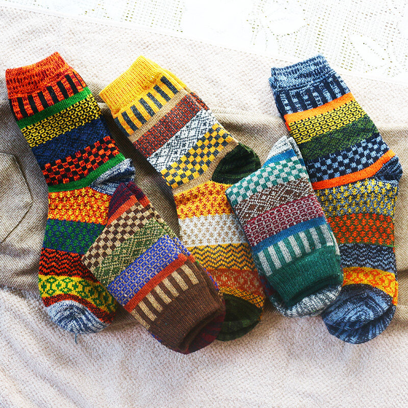 Chaussettes en coton de haute qualité pour hommes, chaussettes en laine décontractées, mode rétro, Harajuku, optique, chaleur, pas cher, vente en gros, hiver, nouveau