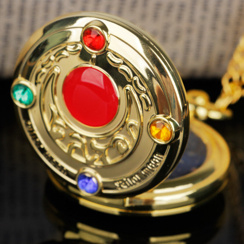 Relógio de bolso estrela cristal para mulheres e meninas, Anime Movie Theme Necklace, venda quente, melhor presente