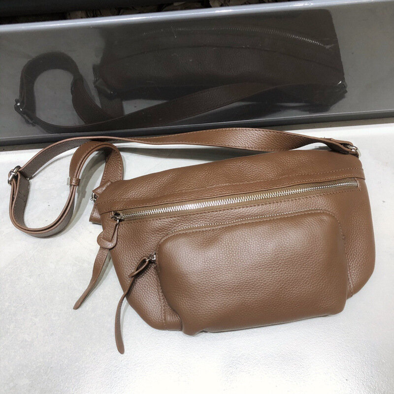Новинка 2023, кожаная нагрудная сумка, женская сумка через плечо, стильная поясная сумка для мужчин и женщин