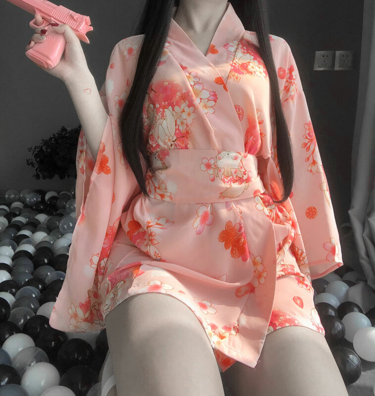 Mini Kimono Robe Dame Bad Kleid Sexy Nachthemd Yukata Für Frau Japanischen Floral Mode Yakata Bluse Nachtwäsche Sleep
