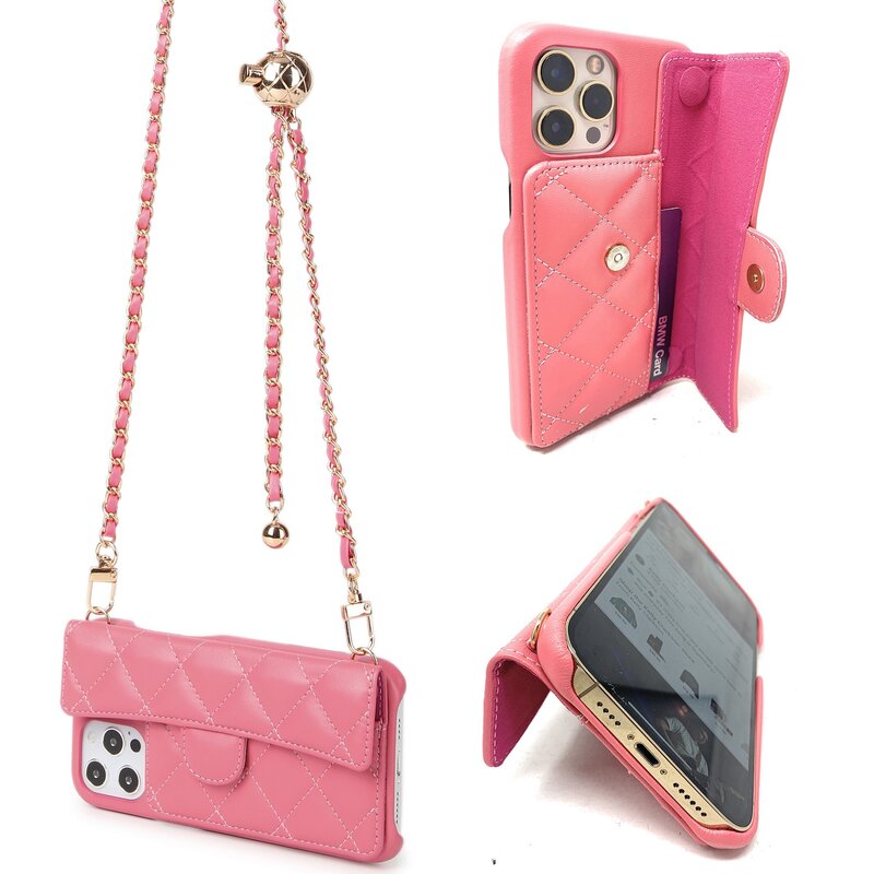 Custodia per telefono alla moda portafoglio per Apple iPhone14 Pro Max con porta slot per schede tracolla staccabile borsa a tracolla da donna portafoglio da ragazza