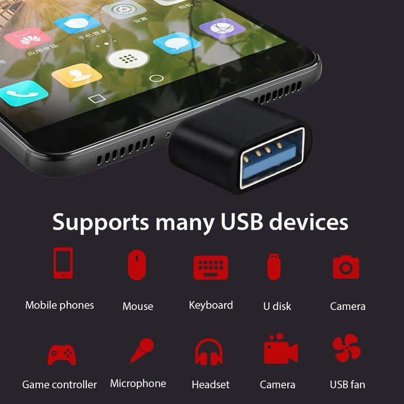 Adaptador USB tipo C a USB, cable cargador negro/OTG, adaptador rápido USB 3,0 a tipo C para Huawei y MacbookPro