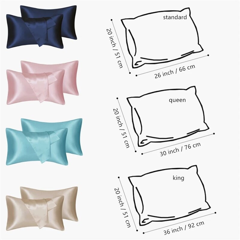 絹のようなサテン枕エンベロープデザイン模倣シルクサテンクイーンキングサイズのためソフト健康クッションカバー