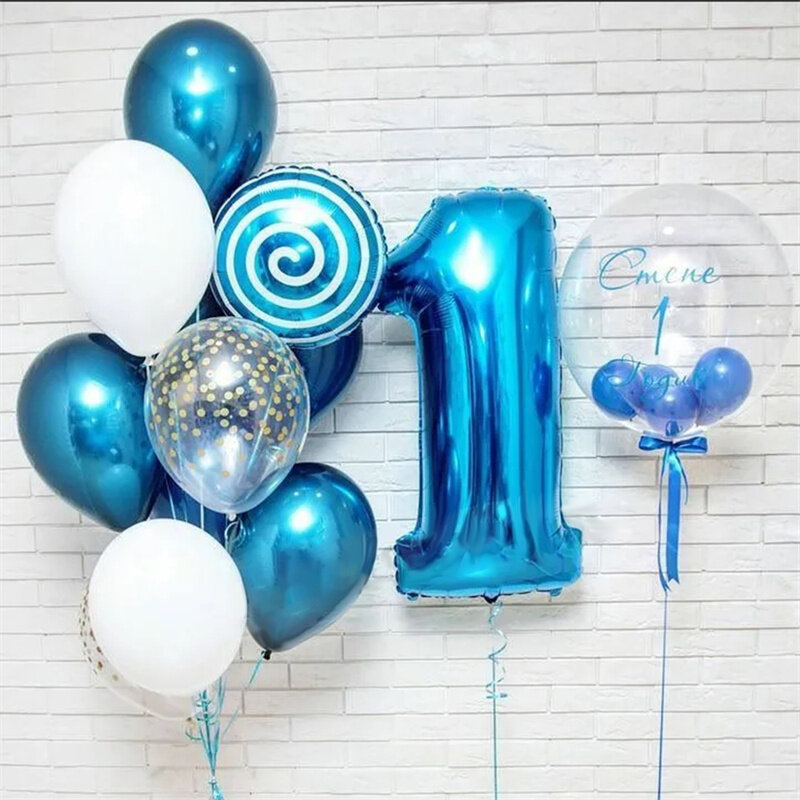 Numero 1 palloncino 1 ° compleanno ragazzo ragazza 1 anno bambino decorazioni per feste di compleanno anniversario forniture Globos Baby Shower