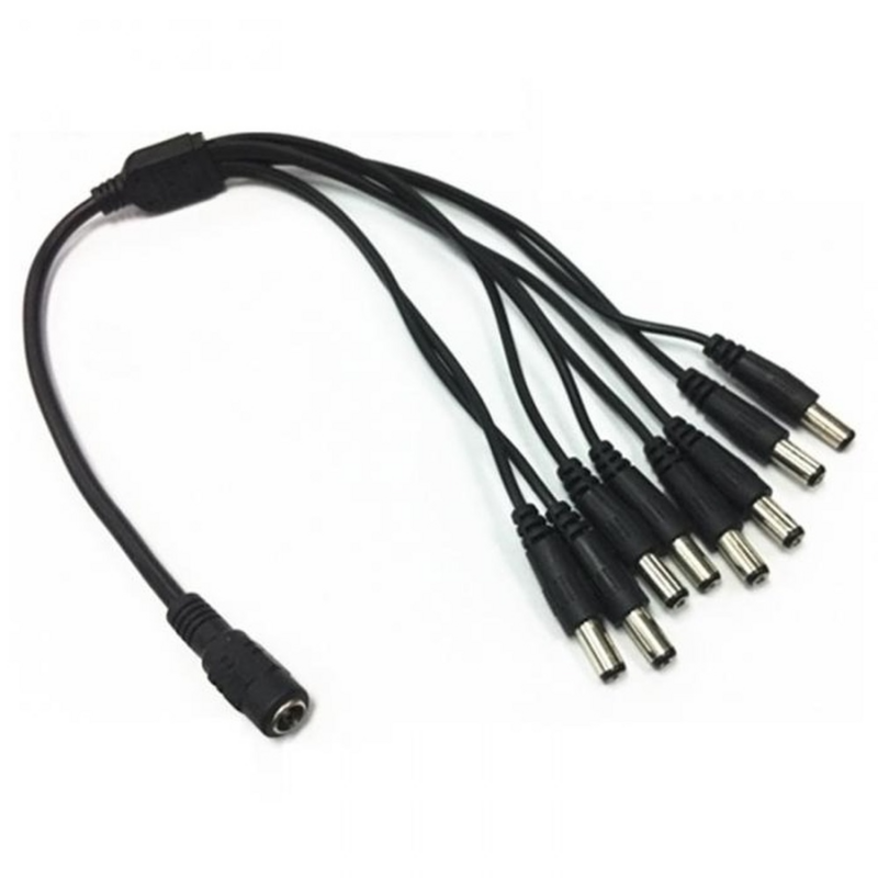 DC 2.1 1 to 8 Splitter Adapter Cable Power Lead Pigtail 1 Female to 8 Male DC Plug for CCTV Security Camera