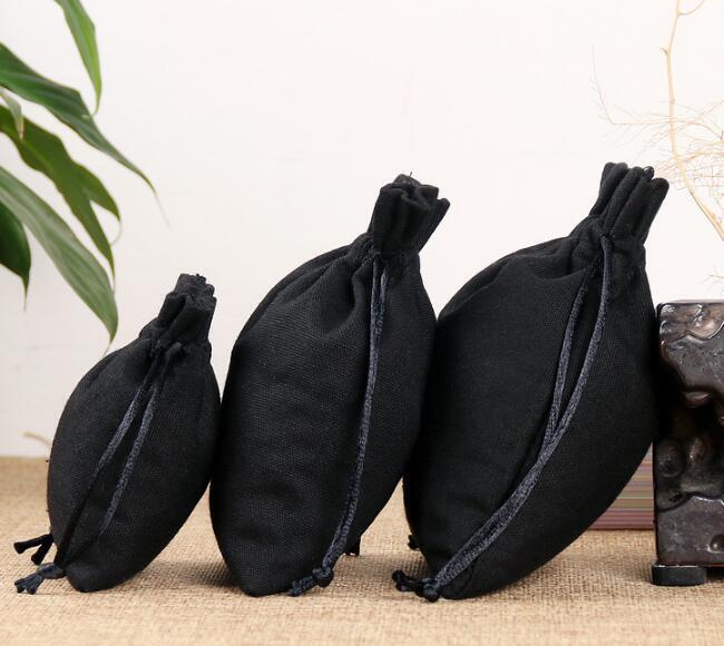 50 pz/lotto 8x10 10x14 12x15 13x18 17x23 20x25cm tela di grandi dimensioni borse di cotone nero sacchetti con coulisse sacchetto regalo Logo personalizzato stampato