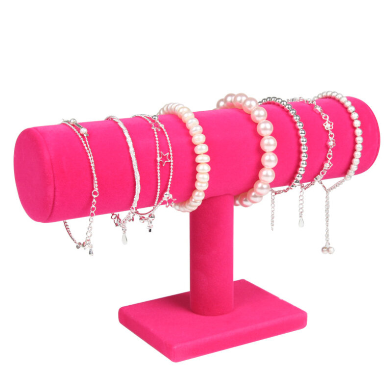 Various Styles PU Velvet Bracelet Bangle Chain Watch T-bar Rack Jewelry Display Stand Holder  Box Storage Case