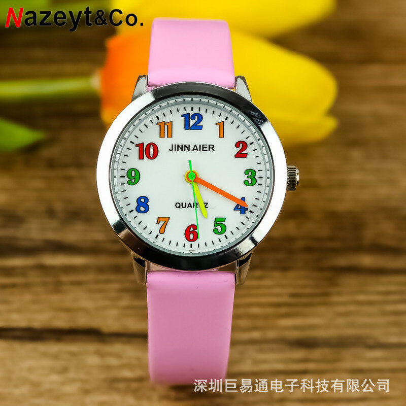 2021 Popular children cartoon quartz watch primary and secondary students lovely color digital belt wrist watch