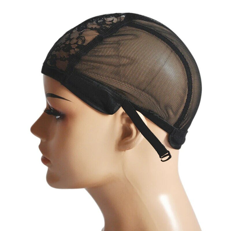 شبكة نسج الشعر البني/الأسود ، قبعات قابلة للتعديل لصنع الشعر المستعار ، مواد صنع باروكة عالية الجودة