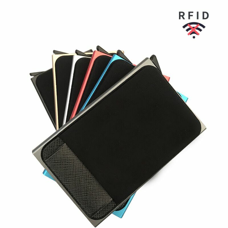 Portefeuille bloquant RFID en aluminium pour homme d'affaires, pour carte d'identité et carte bancaires, compartiment pour l'argent liquide, porte-monnaie fin