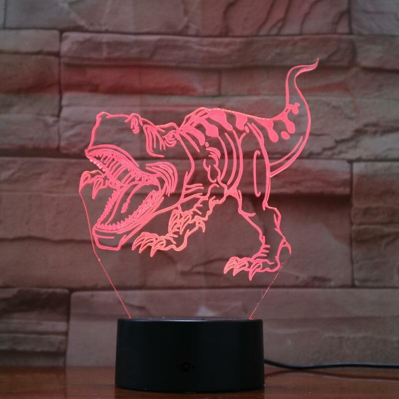 Lampe LED 3D représentant un tyrannosaure Rex et un dinosaure, avec 7 couleurs de lumière, luminaire décoratif d'intérieur, vision optique étonnante, 748