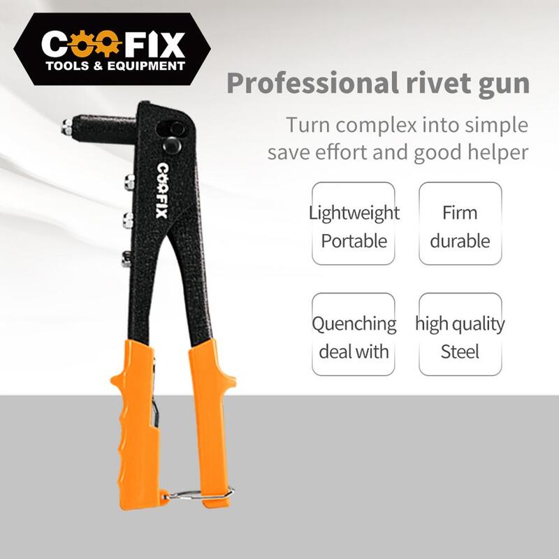 Inoxidável stee rebite arma manual de dupla alça resistente willow gun carpintaria ferramentas manuais kit reparo