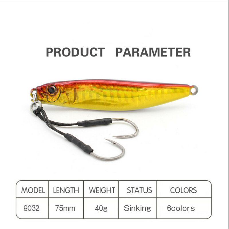2021 New 1PCS Metal Jig 40g 75mm Fishing Jigging with Spinner Hard Bait Carp Fishing Tackle Spoon Rattling Lure Pesca Fish Lure