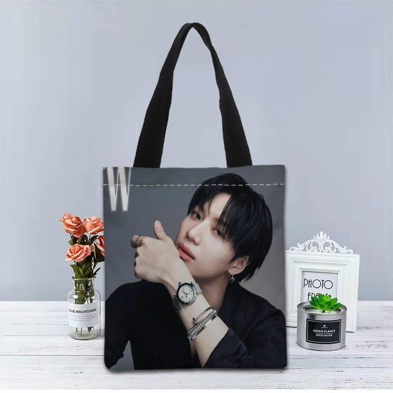 Bolso de mano personalizado SHINee Taemin, bolso de mano de tela de lona con estampado de dos lados, bolso de compras informal de viaje, bolso de hombro útil 0519
