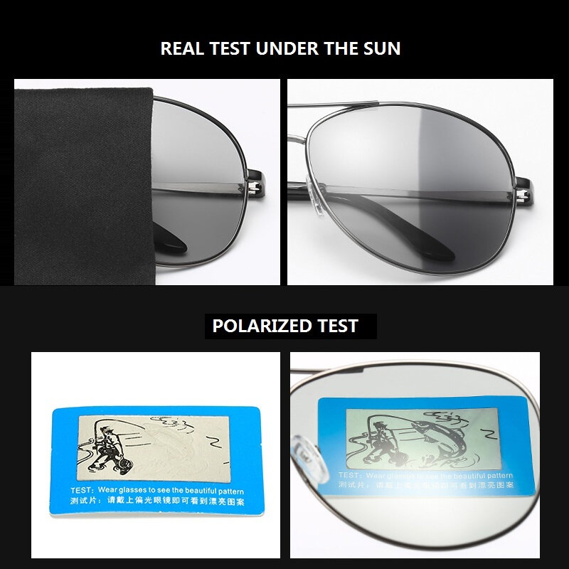 Gafas de sol fotocromáticas para hombre y mujer, lentes polarizadas de piloto de conducción, camaleón Vintage, cambio de Color, visión nocturna y diurna, UV400