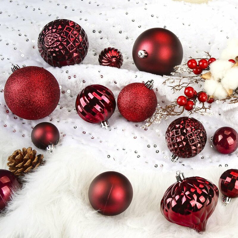 34 Pcs/Set 4cm Christmas Balls Ornaments Christmas Tree Decor Hanging Pendants New Year Decorations 2021 Holiday Party Supplies