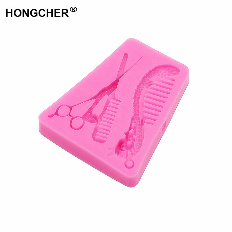 New Scissors comb fudge cake silicone mould DIY handmade chocolate pendant mud molds Kitchen baking cooking gadgets cake mold