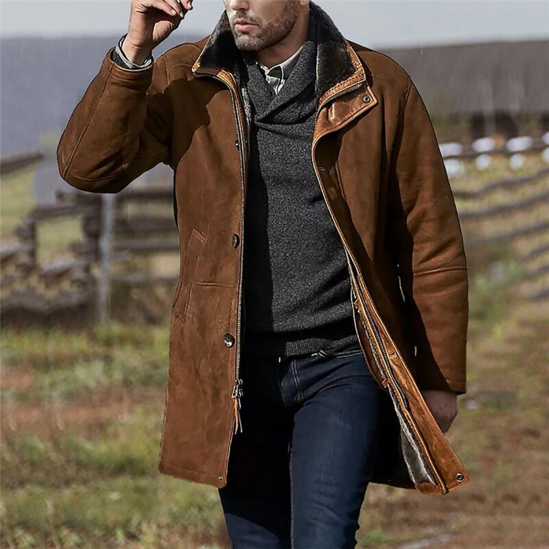 Excelente abrigo para hombre, abrigo llamativo de 3 colores, cortavientos informal, cálido, de un solo pecho